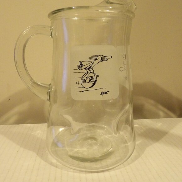+ VTG BC Caveman '70s Comics Clear Glass Pitcher & 5 Glass Set Dimpled Grog Hart - Picture 4 of 8